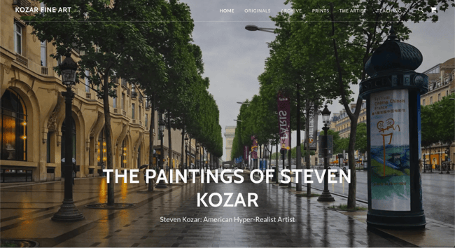 artist website example, Steven Kozar 